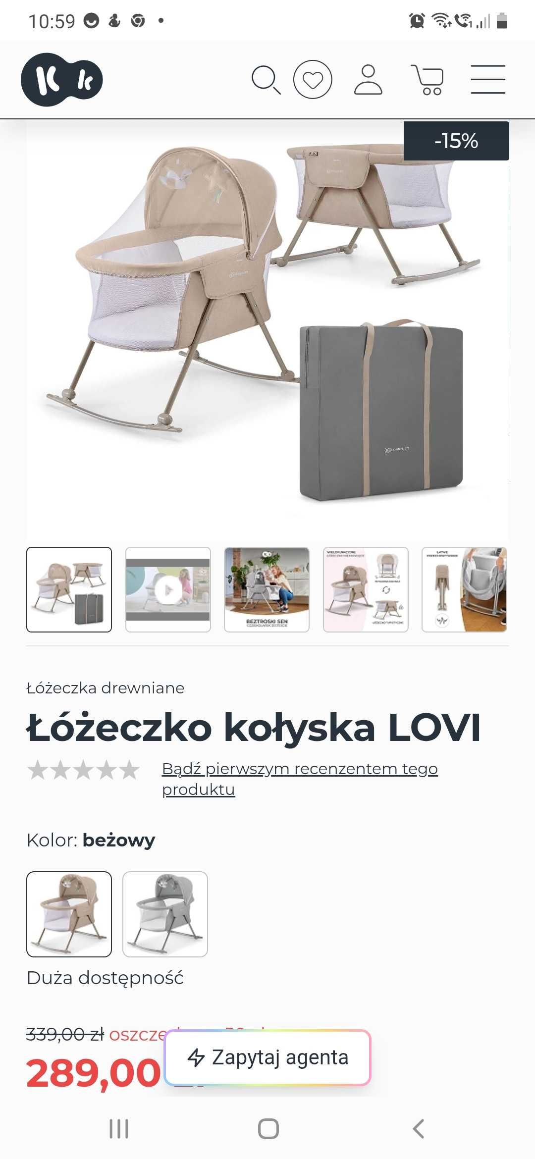 Kołyska skladana, jak nowa