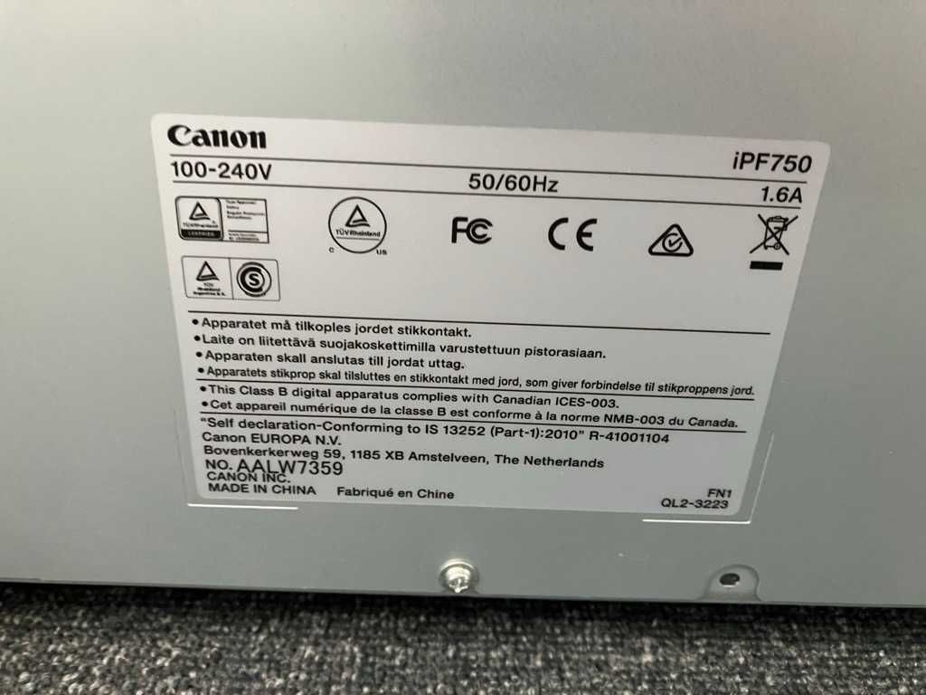 Ploter CANON iPF750 sprawny z kompletem tonerów