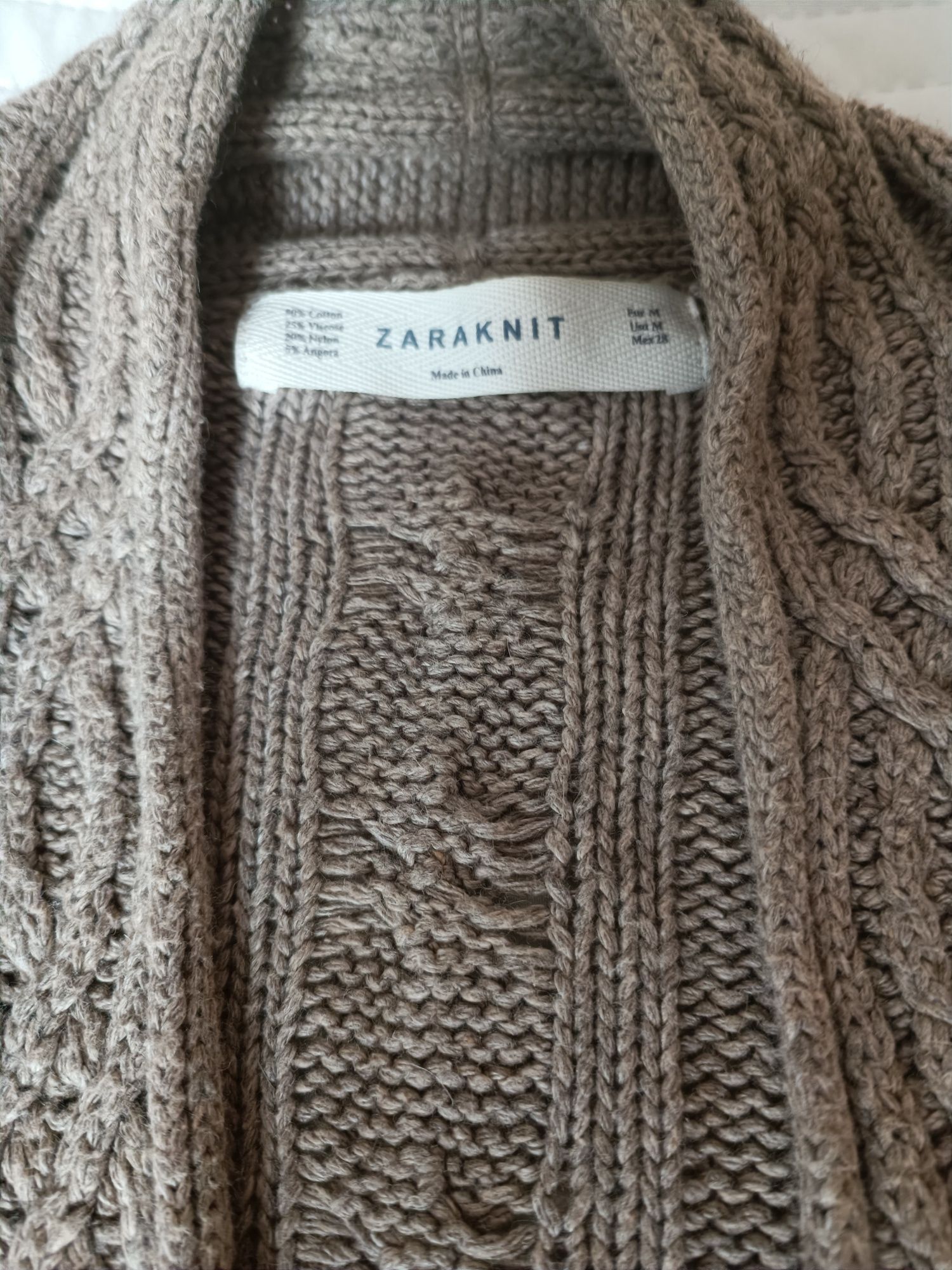 Sweter Zara kardigan splot warkocze