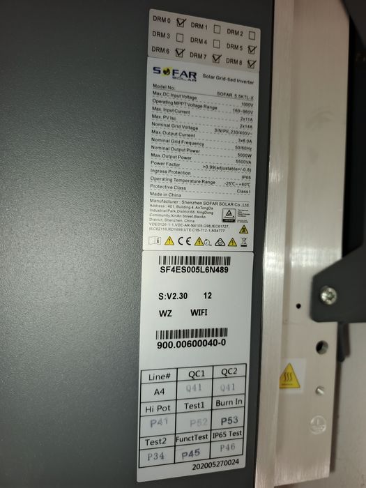 Falownik Sofar Solar KTL-X 5,5 ,(3,3; 4,4; 6,6)  i DTSD422-D3-W