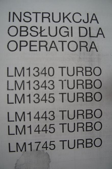 Instrukcja obsługi ładowarka teleskopowa NEW HOLLAND teleskop LM TURBO