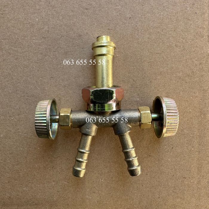 Кран-тройник для газового баллона, двойной штуцер, ОПТ