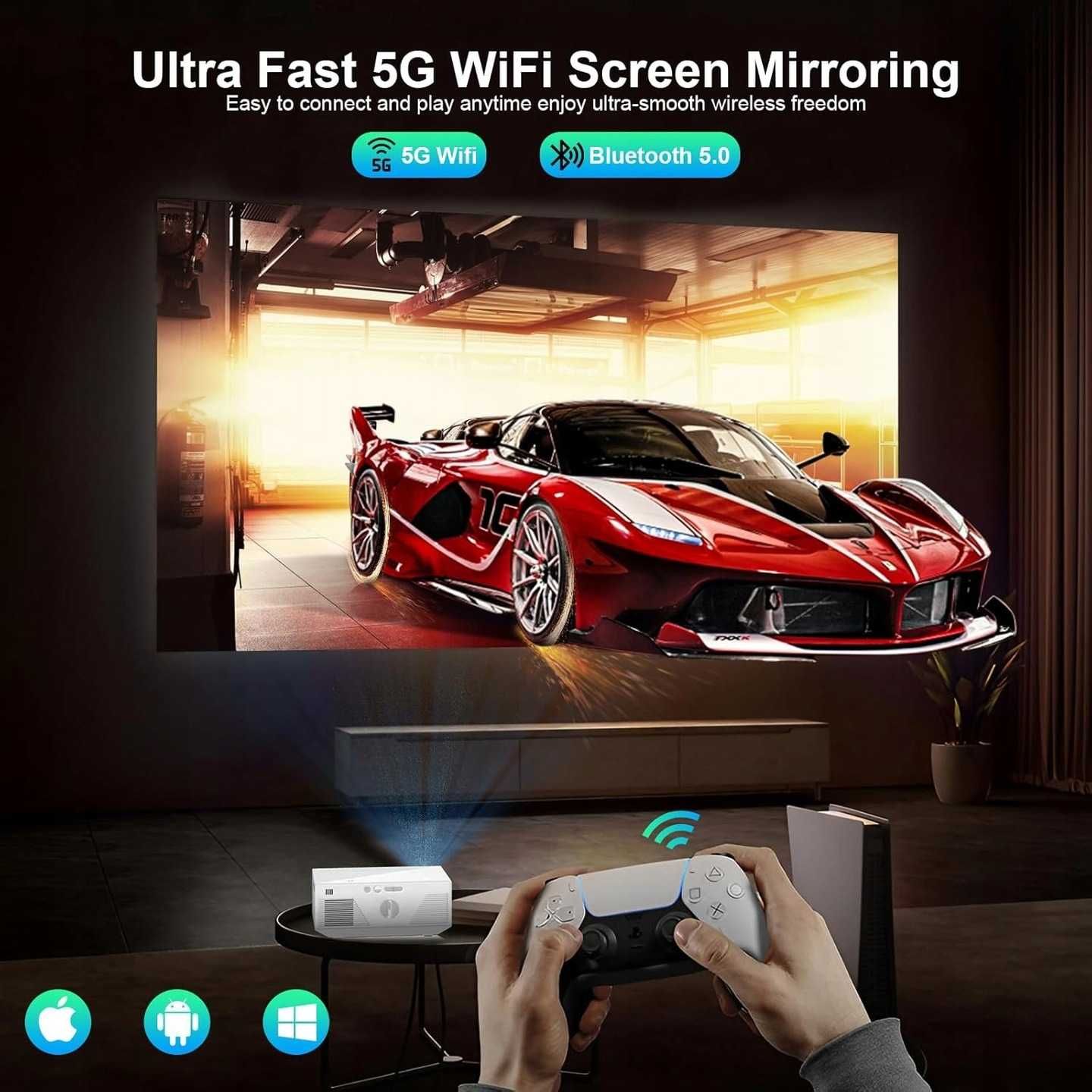 Projektor rzutnik Wielio GC05A FHD 12000L WiFi bluetooth pilot BIAŁY