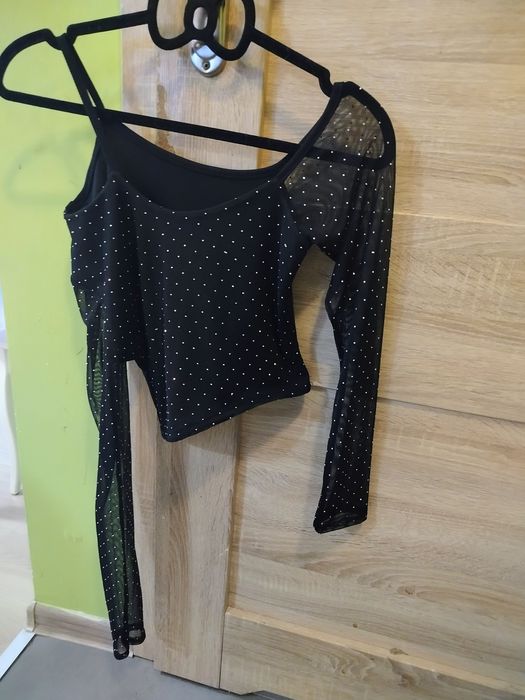 Bluzka czarna rękaw siatka