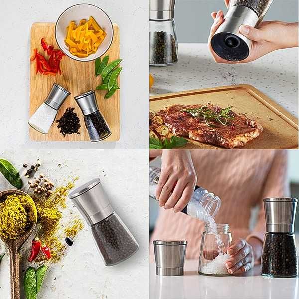 MŁYNEK RĘCZNY Manualny SZKLANY do PIERPRZU SOLI Przypraw 180ml. Ładny