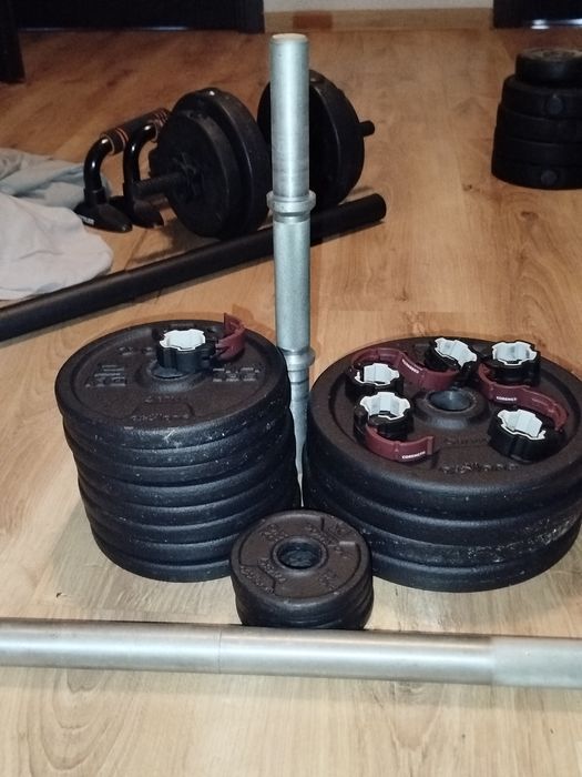 Zestaw obciążeń zi dwoma hantlami stan idealny (sztangi nie ma już)