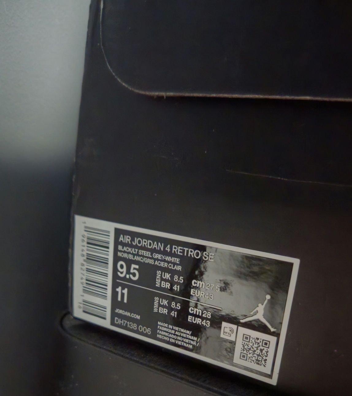 Jordan 4 "Black Canvas" 43