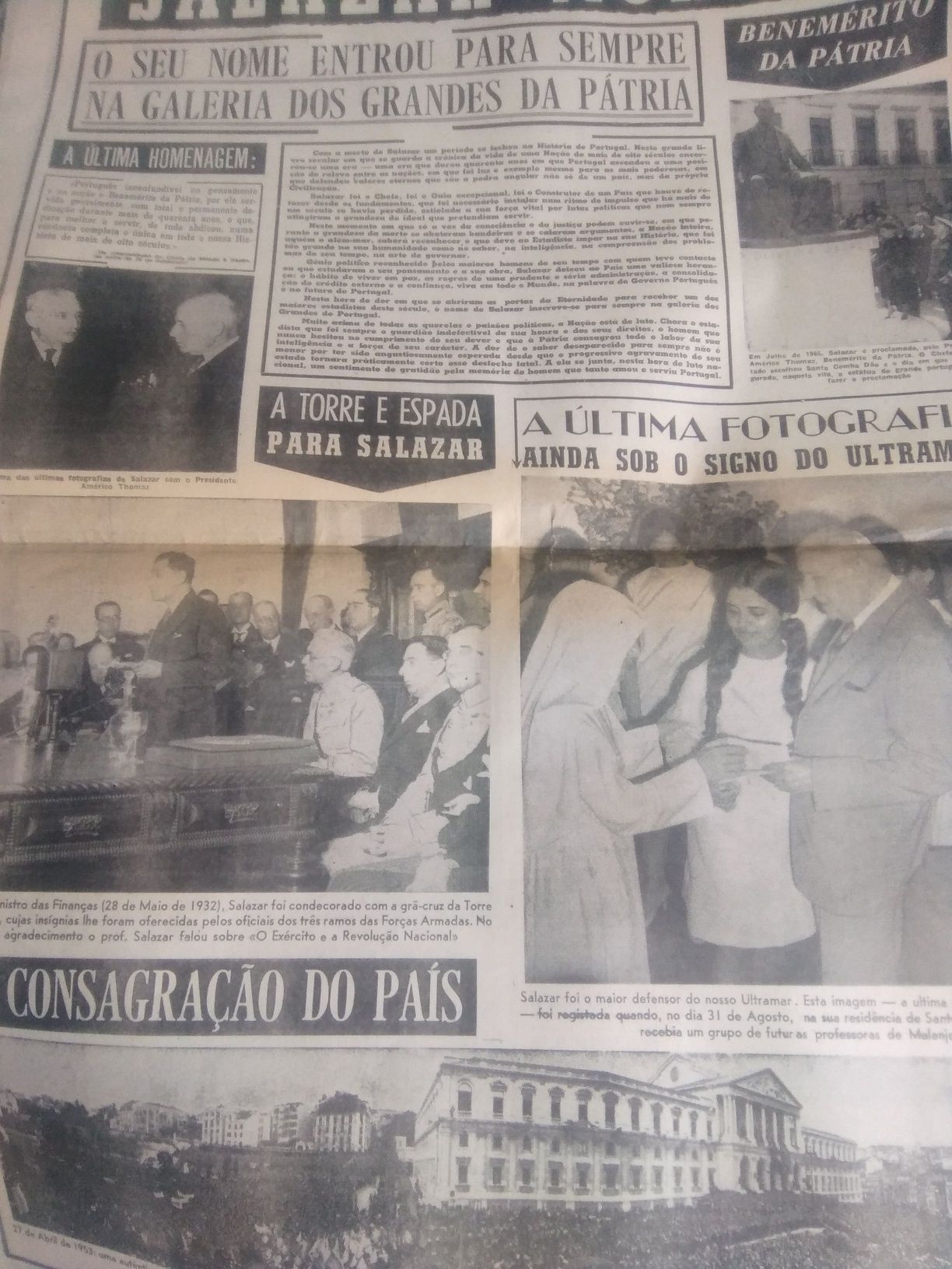 4 Jornais A Morte do presidente Salazar. Julho 1970