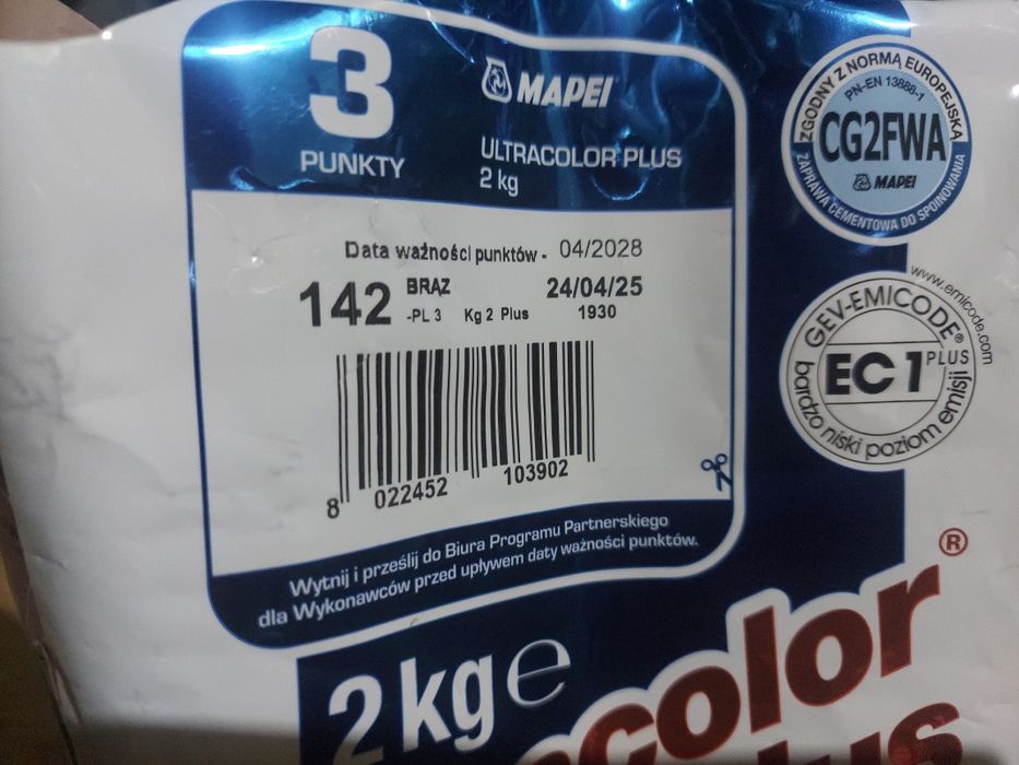 Fuga cementowa Mapei ultracolor plus 2kg 142 brąz