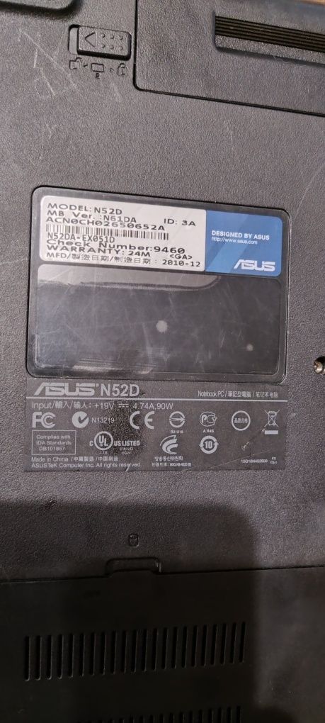 Ноутбук Asus N52D(n61da) на запчастини.