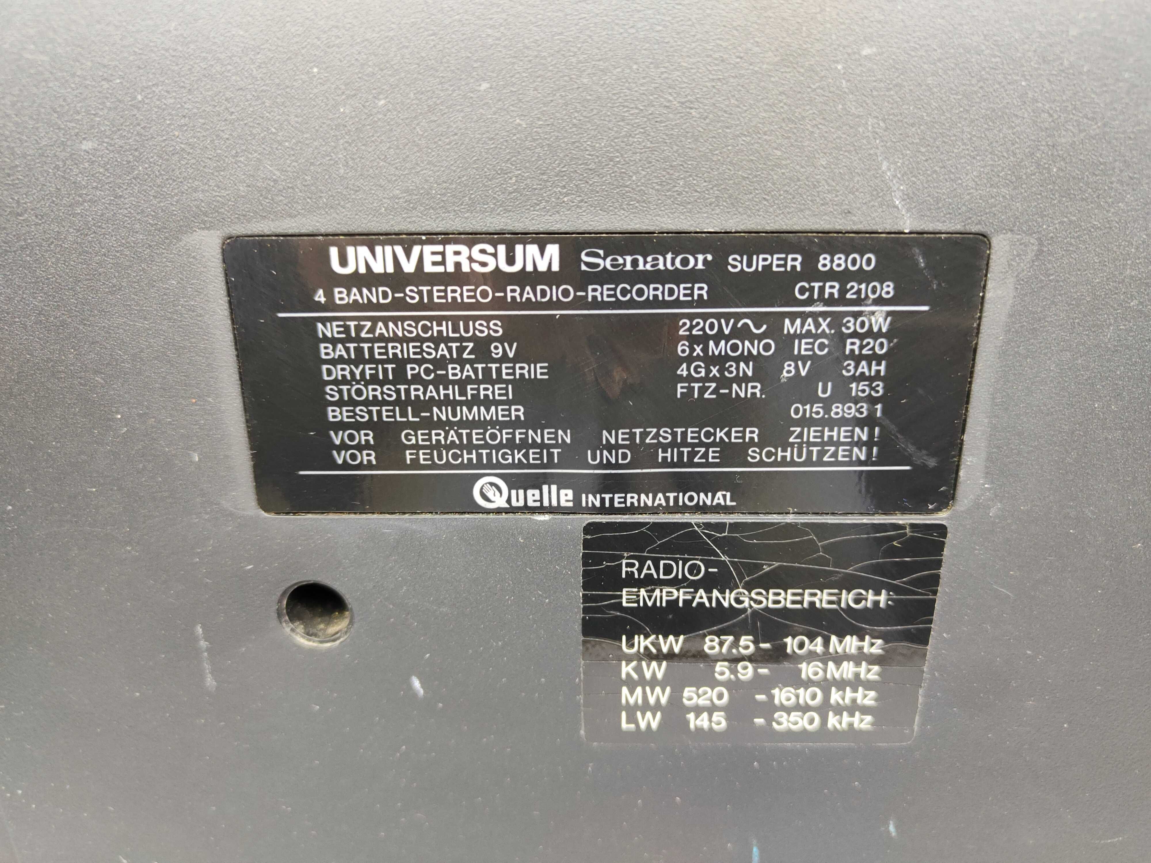 Universum Senator 8800 Super Stereo Boombox radiomagnetofon