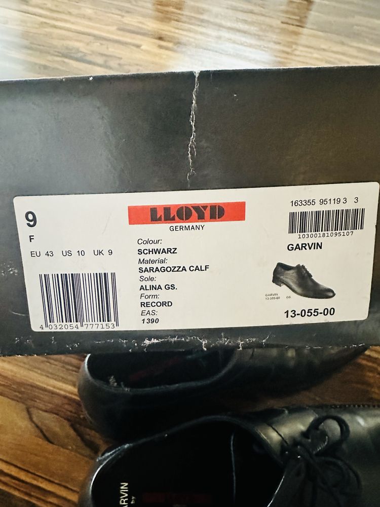 Buty męskie czarne skorzane Garvin by LLOYD 43