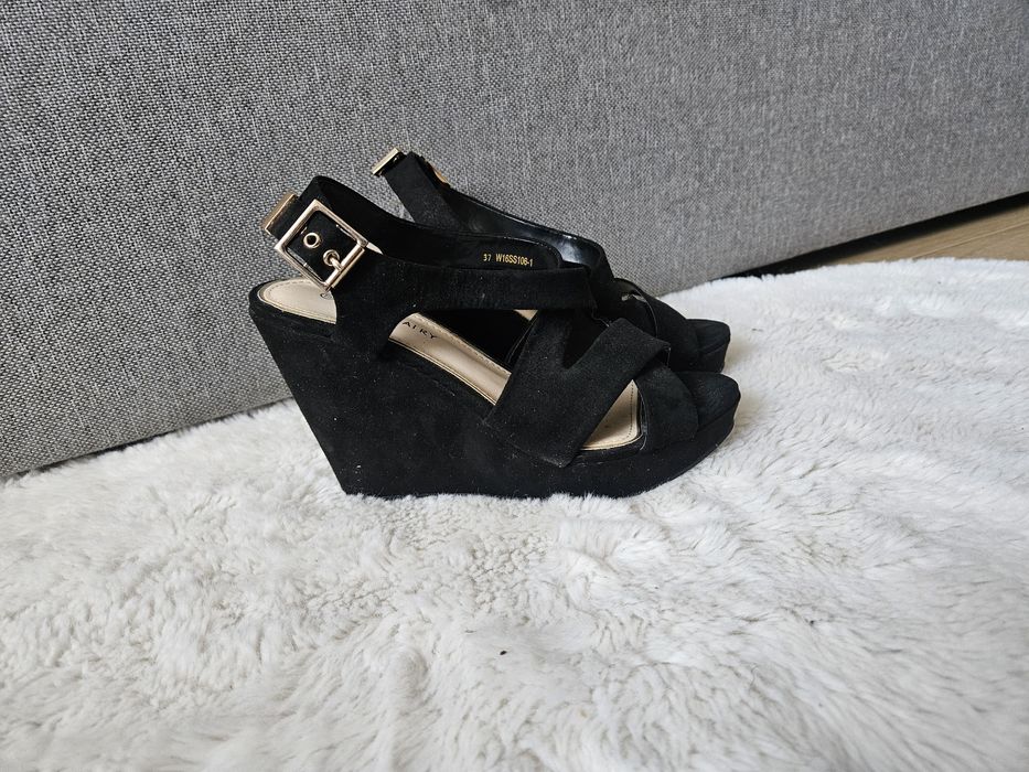 Sandaly na koturnie czarne Jenny letnie  fabrycznie 37