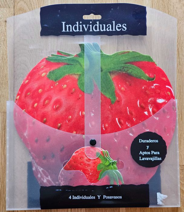 Individuais e base para copos - MORANGO