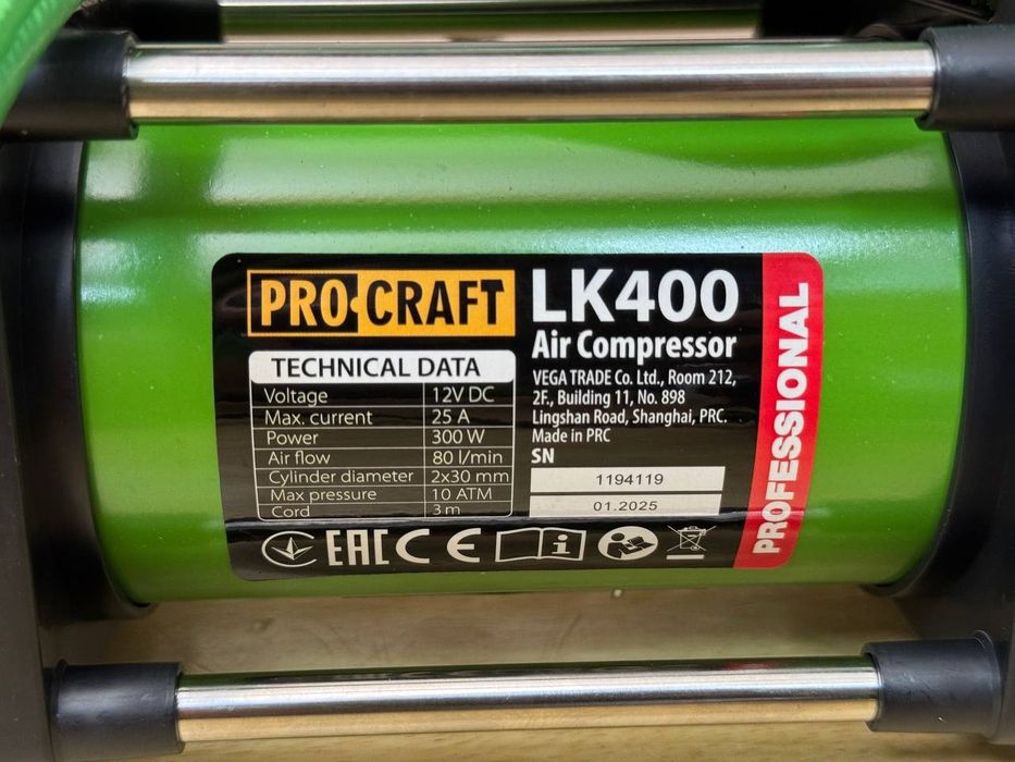 Мощный Воздушный компрессор Procraft LK400 Автомобильный Для шин колес