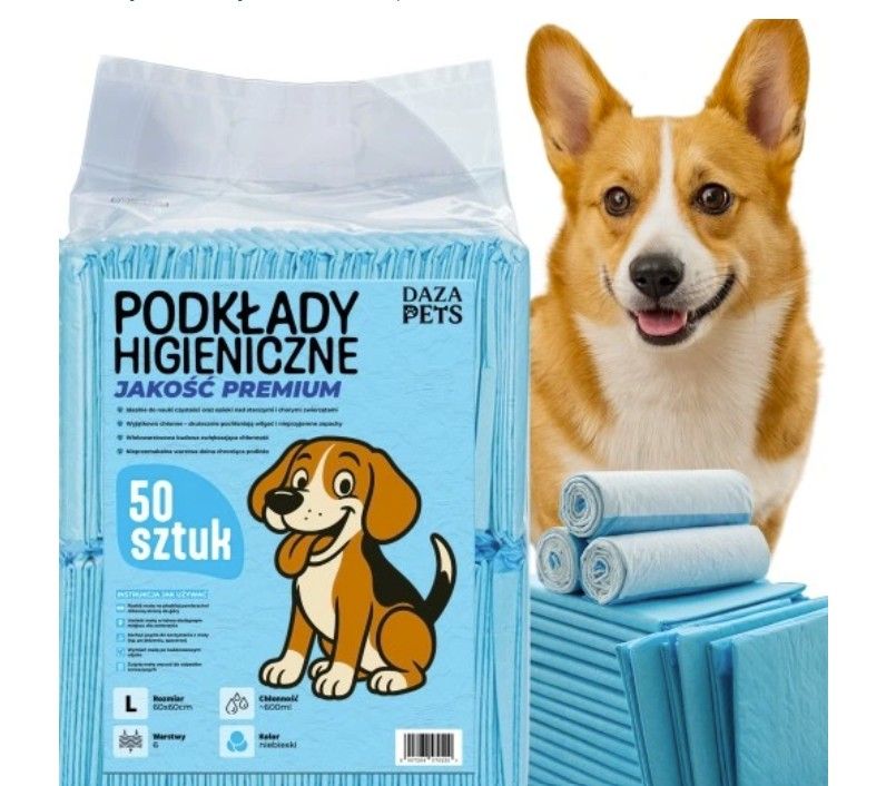 Podkłady Maty Higieniczne Dla Psa 3 G Do Sikania Chłonne 60X60 50Szt