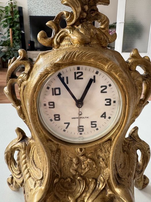 Zabytkowy mosiężny zegar kominkowy Vintage