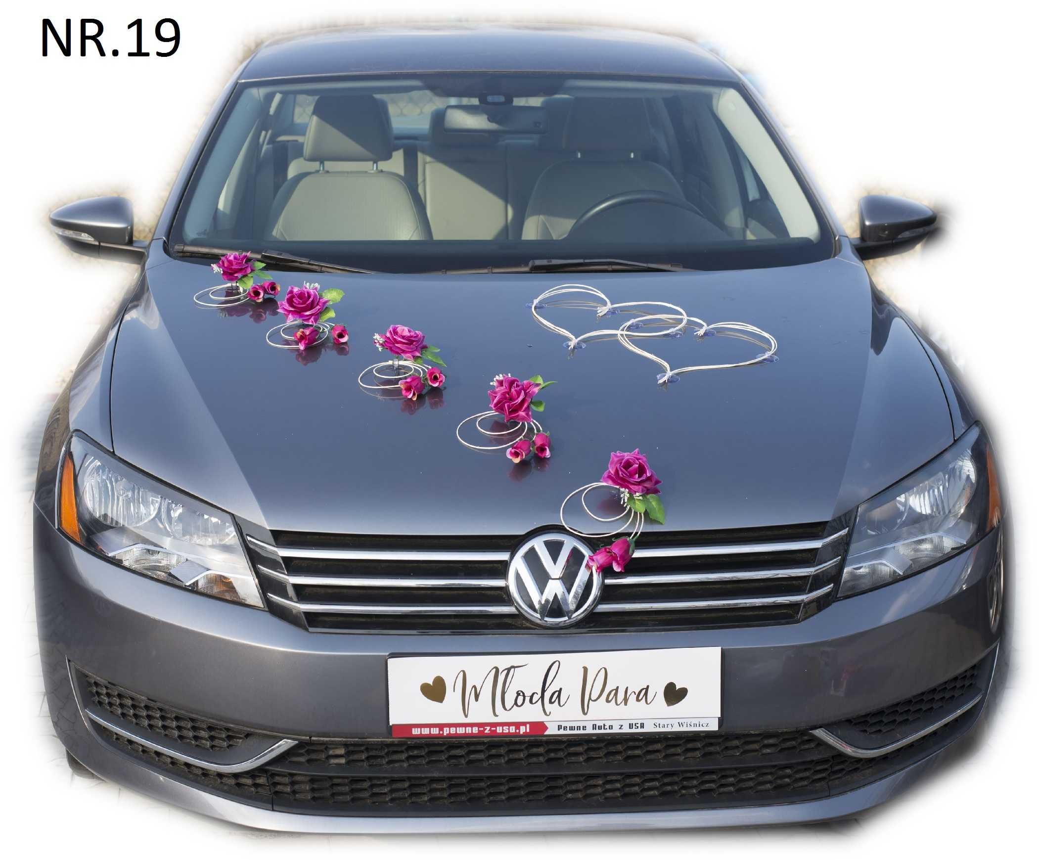 Ozdoba na auto-dekoracje na samochód do ślubu 019 FUKSJA