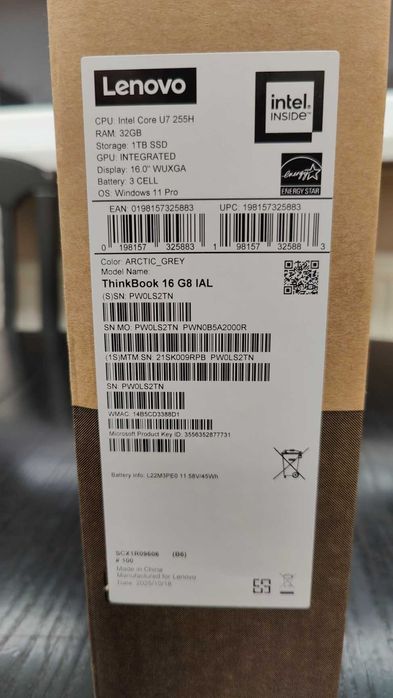 Nowy laptop Lenovo ThinkBook 16 G8 - Ultra 7 255H, 32GB RAM,  1TB dysk