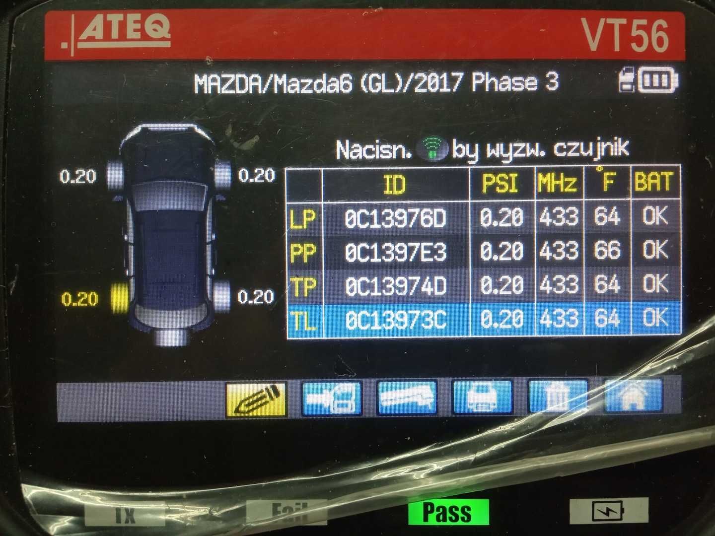 1x czujnik ciśnienia TPMS MAZDA 3 5 6 CX-3 CX-5 CX-7 BHB-637140