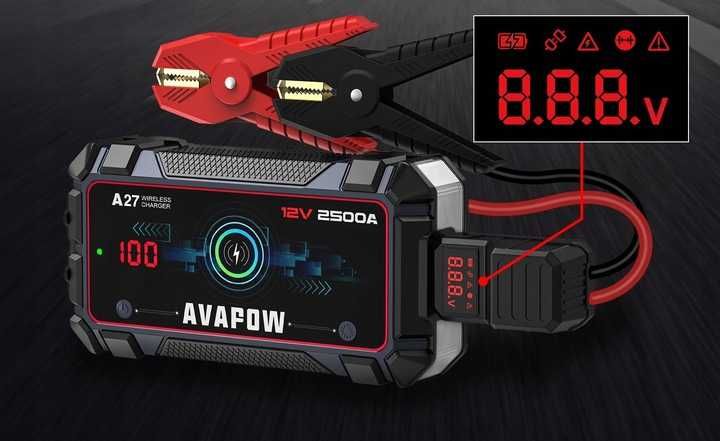 BOOSTER rozruch Jump Starter 2500A AVAPOW A27 Latarka POWERBANK 16000
