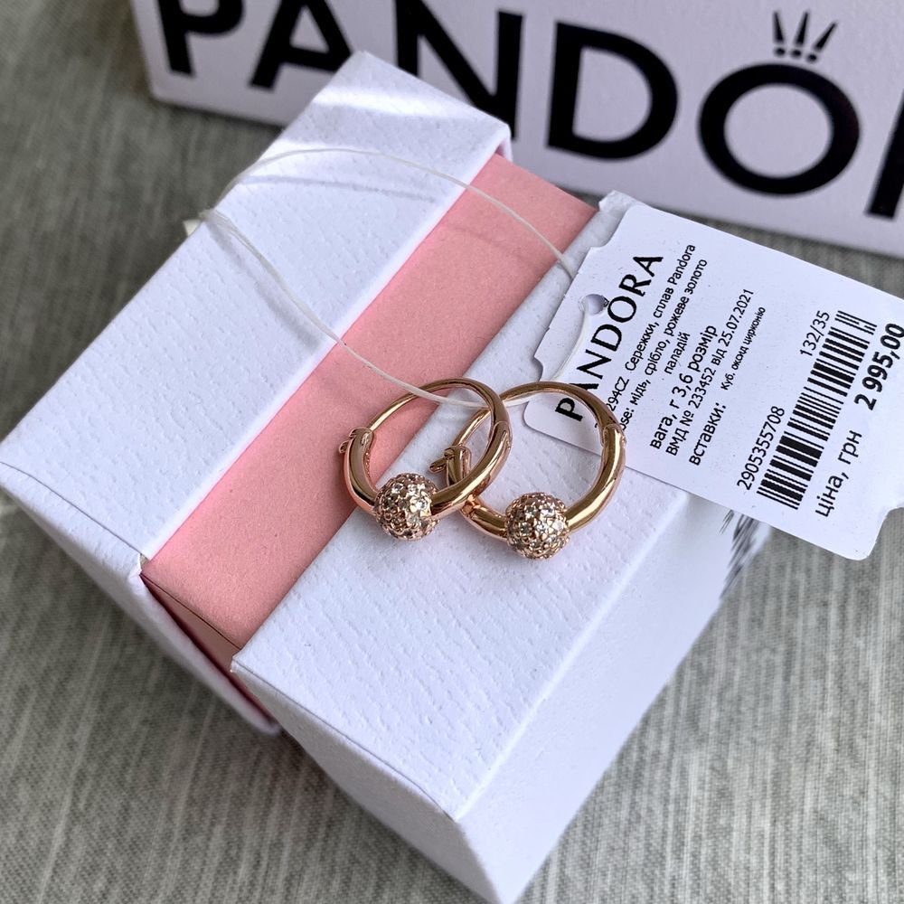 Сережки пандора оригінал, серьги пандора оригінал, сережки pandora