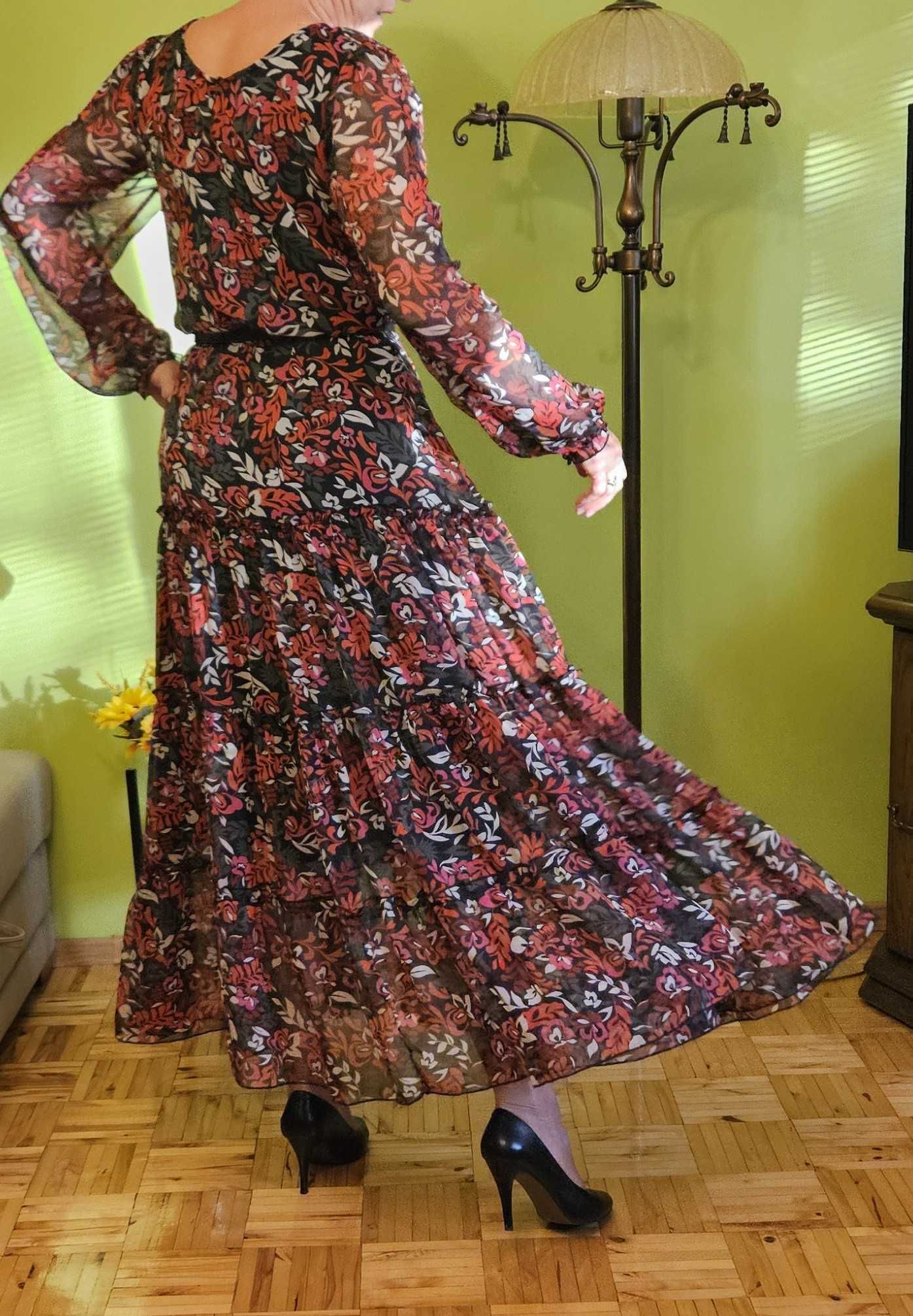 Sukienka maxi w kwiaty, rozmiar 40, Top Secret