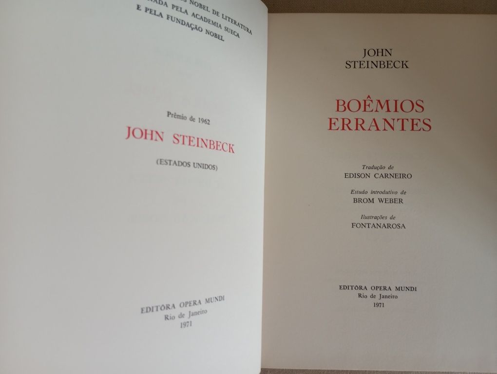 John Steinbeck - Boêmios Errantes - Autor Prémio Nobel em 1964