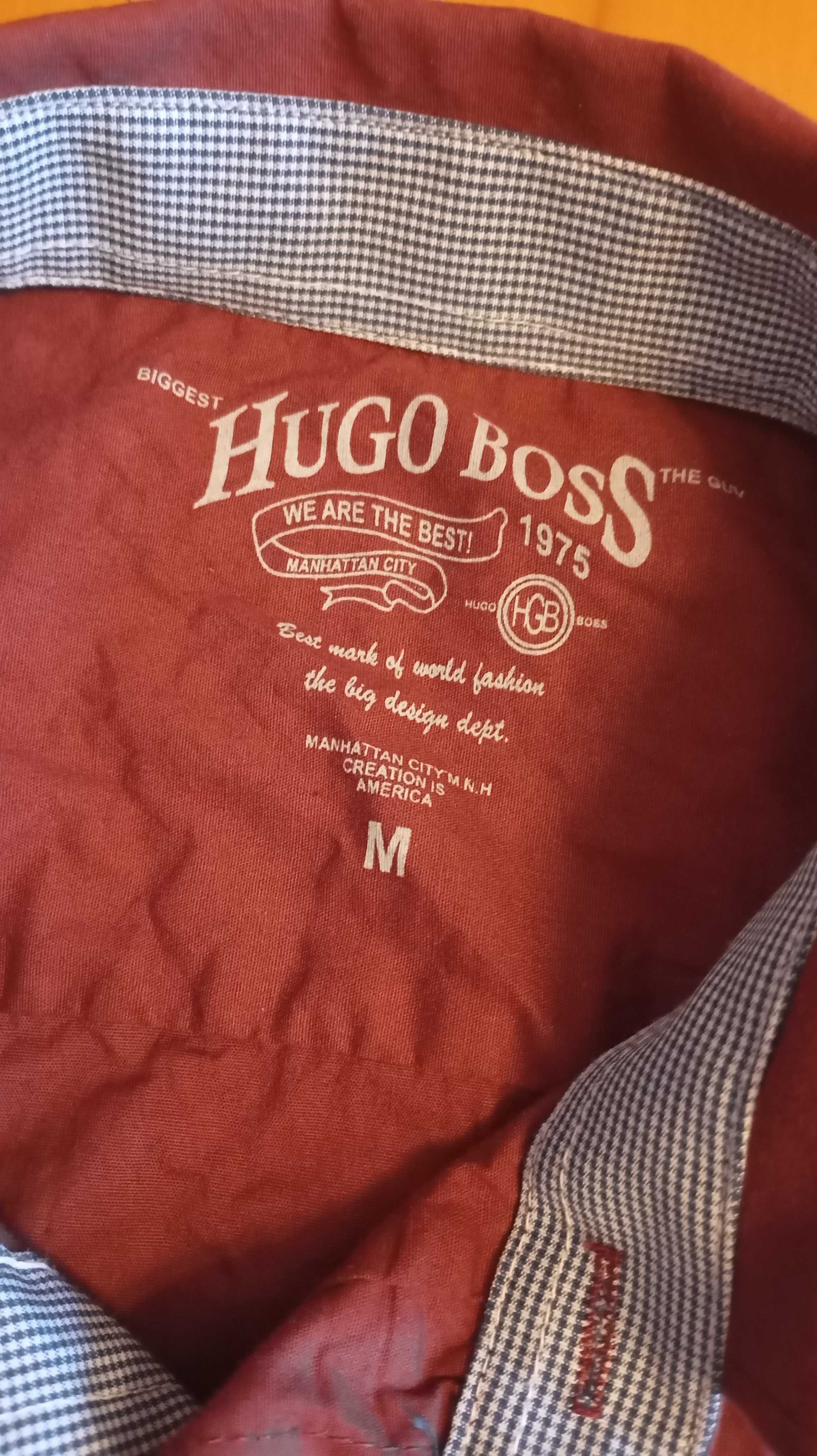 Koszula męska Hugo Boss codzienna elegancka bordowa roz M