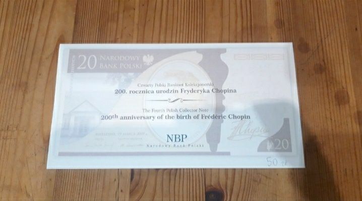 20 zł Fryderyk Chopin banknot kolekcjonerski NBP