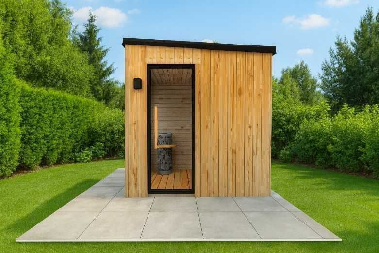 Nowoczesna sauna ogrodowa 220x220 – projekt, wykonanie - Katowice