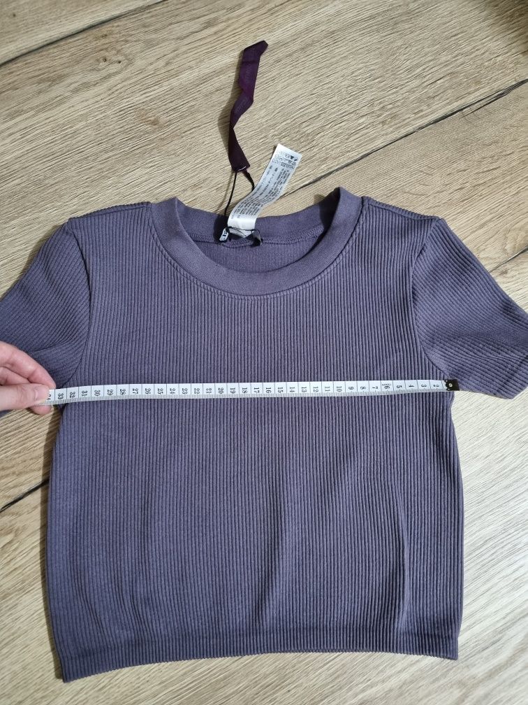 Fioletowy Crop top, Prążek, Zara, r. 40 ( L ) nowa bez metki