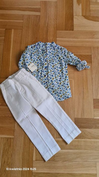 Zestaw Zara nowe spodnie i bluzka w bdb stanie 110