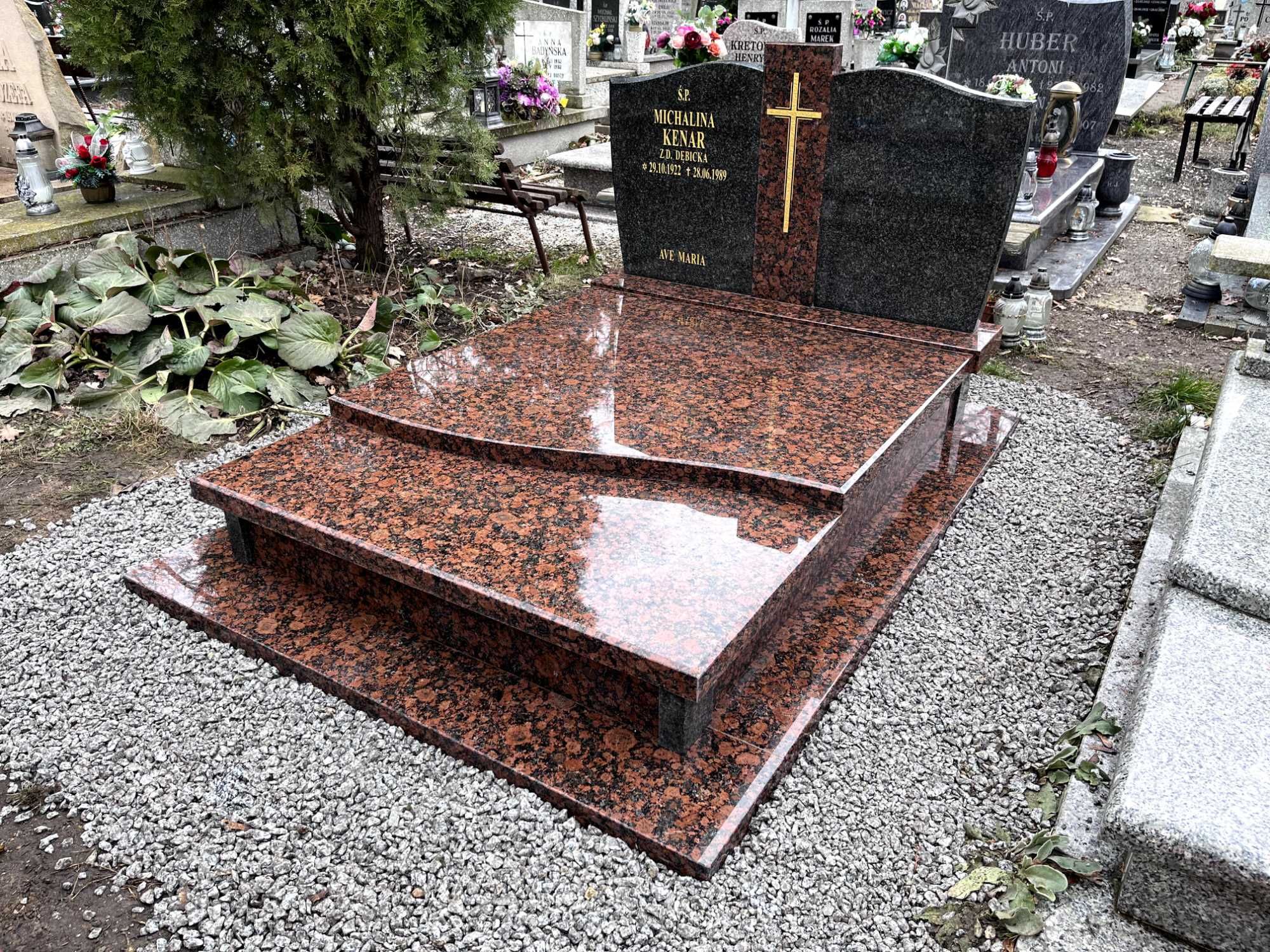 Nagrobek granitowy PODWÓJNY BRYŁA
