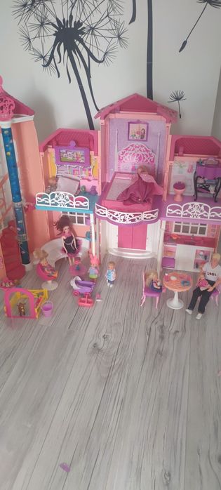 Duży składany domek dla Barbi +lalki+akcesoria