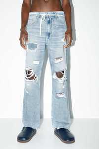 Рваные мужские молодежные джинсы Pull&Bear wide-leg-jeans mit rissen