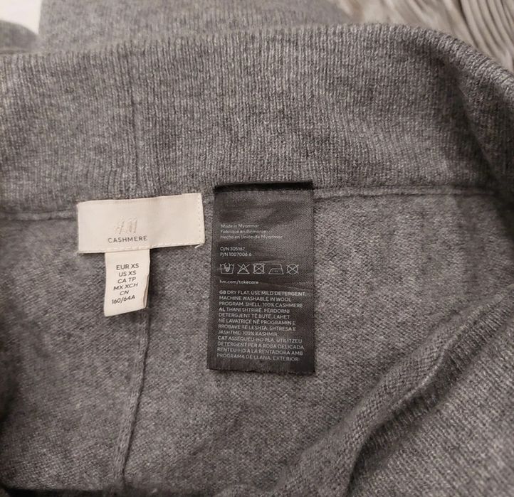 Spodnie 100% kaszmir szare szerokie nogawki wiązane vintage