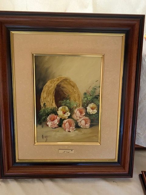 Quadro de flores, pintado à mão