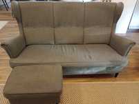 Strandmon sofa trzyosobowa + podnóżek