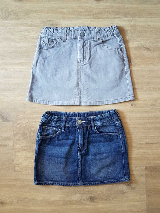 H&M szara jeansowa bawełniana spódniczka mini r. 128 regulacja w pasie