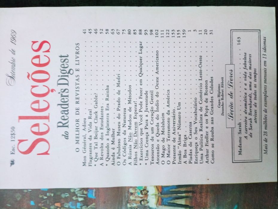 revista "Seleções do Reader's Digest" de setembro de 1969	- como novo