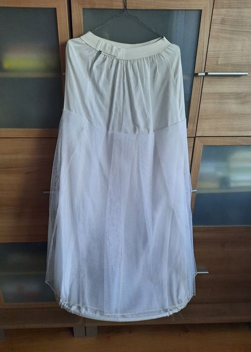 Suknia ślubna ecru, gorset, organza, cekiny