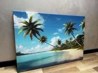 Obraz na Płótnie Plaża Palmy Morze Tropiki 100x70cm Nowoczesny