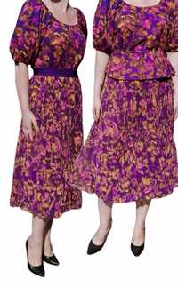 Nowy stylowy komplet damski spódnica z bluzką kolory jesieni rozmiar s
