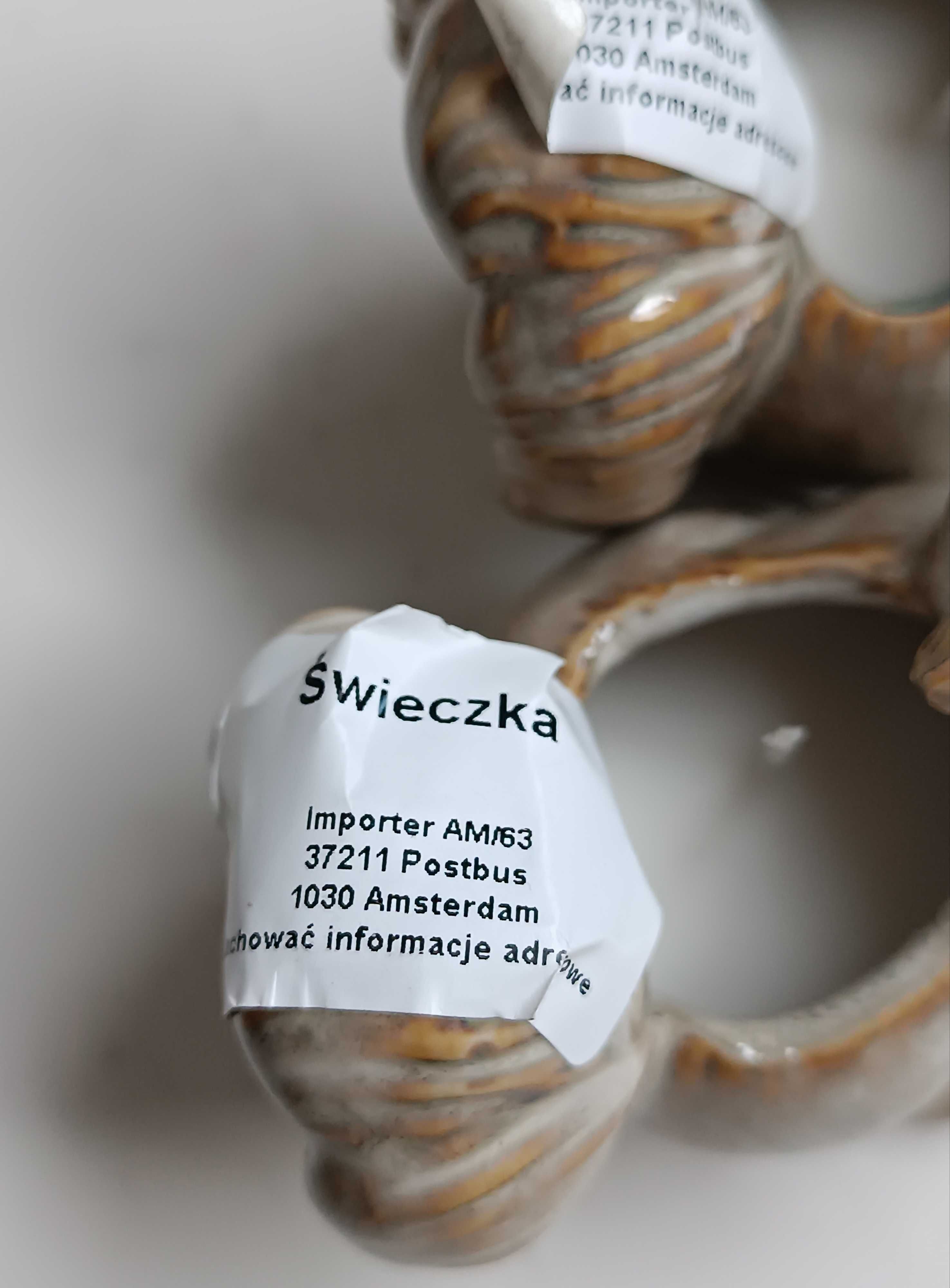 Świeczka świeca szklana wiewiórka ceramiczny świecznik figurka mała