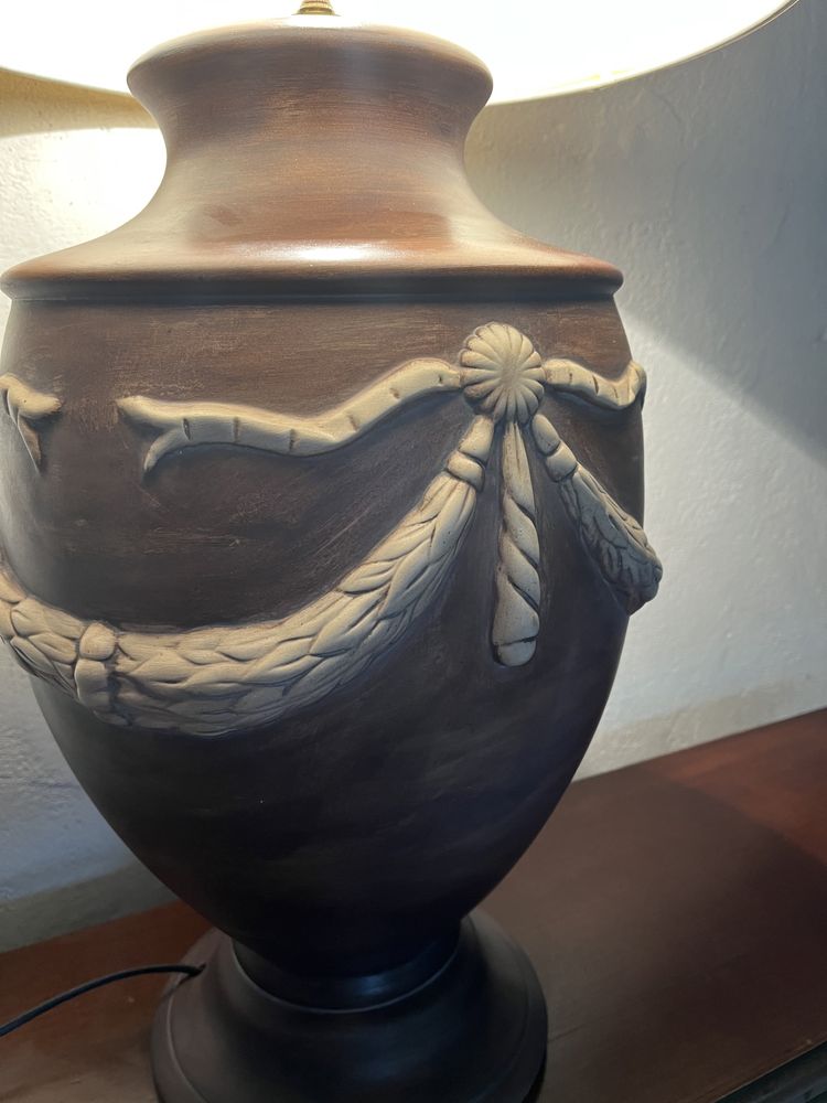 Lampa stojąca nocna Duża ceramiczna  i abażur. Do  salonu sypialni