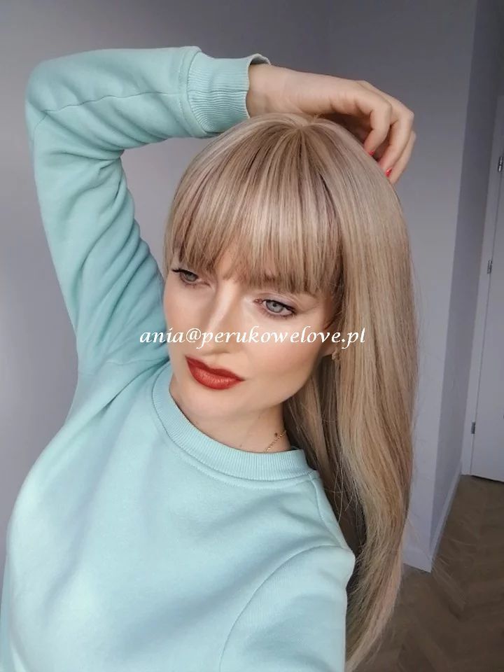 Peruka BLOND balejaż z grzywką włosy jak naturalne peruki damskie