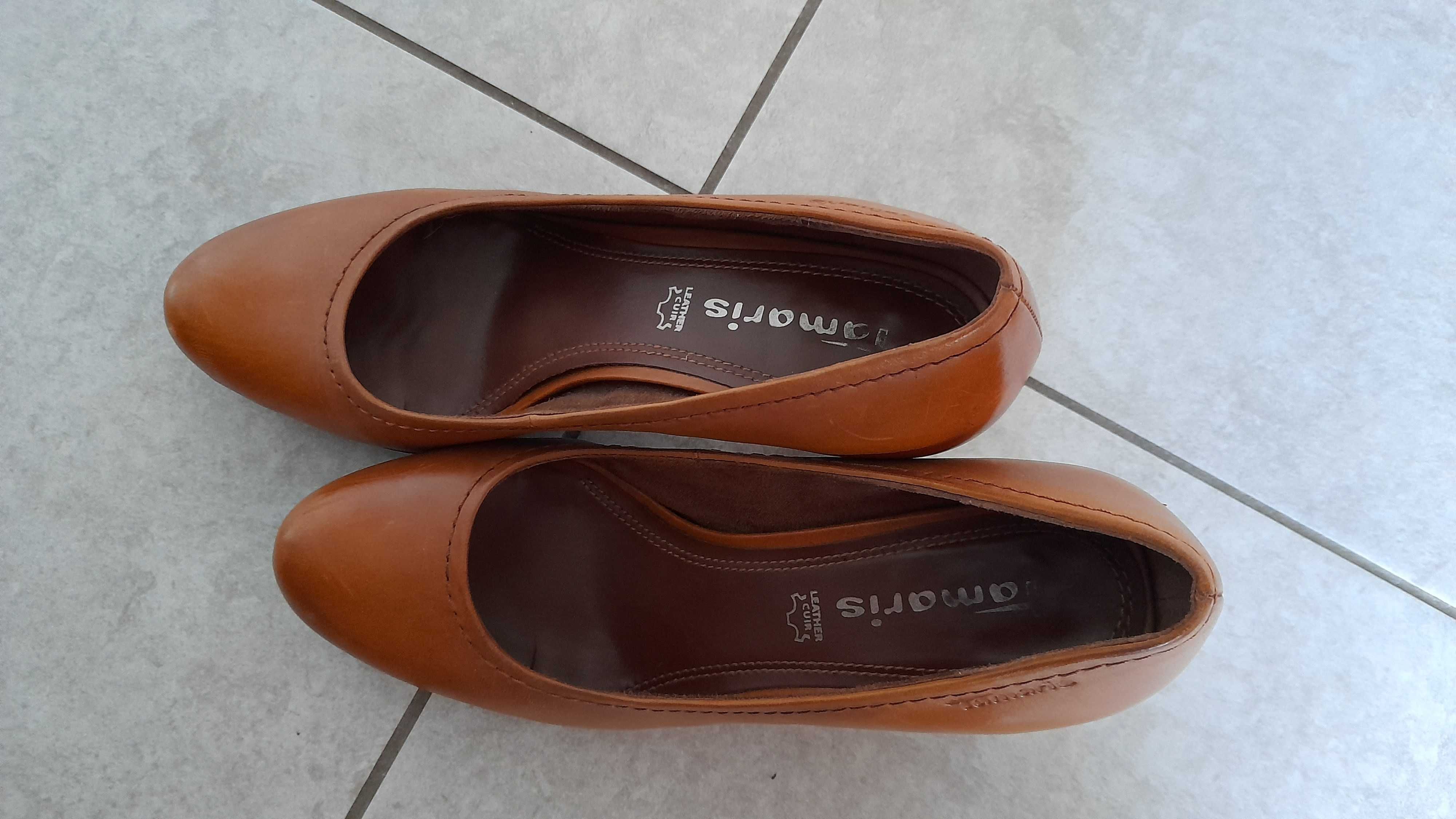 Eleganckie buty na obcasie, skóra naturalna Tamaris r.39