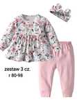 Cudny zestaw bluzeczka  w kwiaty opaska i spodnie r 80-98