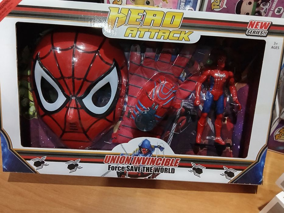 Pack Spiderman máscara figura e luva atira teias